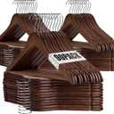 Wooden Hangers 90 Pack,Wooden Clothes Hanger for Daily Used,Heavy Duty Wood Hangers with Pant Bar & Precisely Cut Notches,Premium Hanger for Heavy Coats,Shirts,Suits,Dresses (Walnut), 8.3 inches x 17 inches