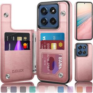 DJDUCK Designed for Moto G Stylus 2025 Case Wallet with Card Holder, [Magnetic Clasp Cover] [RFID Blocking Leather Protection] Shockproof Women Men Cases for Moto G Stylus 2025 Rose Gold