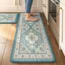 Collive Boho Anti Fatigue Kitchen Mats Sets 2 Piece Non Skid Kitchen Mats for Floor Cushioned Kitchen Rugs and Mats Waterproof Ergonomic Comfort Standing Mat Runner for Kitchen,Home,Office,Laundry 17.3"x47"+17.3"x29"