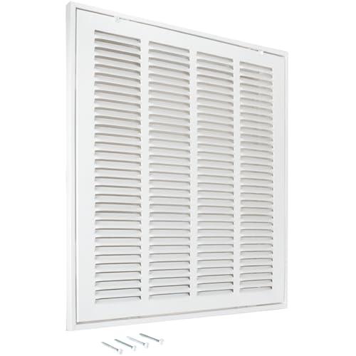 EZ-FLO 16 x 16 Inch (Duct Opening) Return Air Vent Cover for Wall or Ceiling, Solid Steel Return Air Filter Grille, HVAC Vent Cover, White, 61654