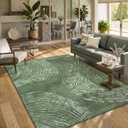 Tribesigns Abstract 5x7 Machine Washable Area Rugs for Living Room, Green Soft Rug for Bedroom Dining Room, Boho Minimalist Non-Slip Low Pile Carpet for Entryway Kitchen Decor