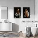 Funny Wall Art Canvas Posters - Bathroom Decor Toilet Humor Amusing Classical Vintage Style Painting Set of 2 Prints 12x18 Inch Unframed D