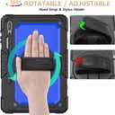 SEYMAC stock Case for Samsung Galaxy Tab S7 FE / S8 Plus 5G Case 12.4'' with Screen Protector Pencil Holder [360 Rotating Hand Strap] &Stand, Drop-Proof, Blue/Black