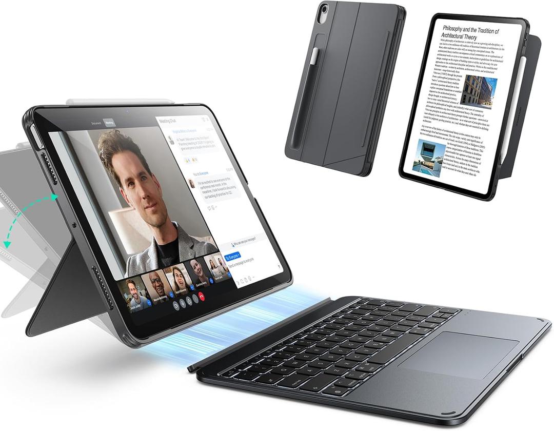 ESR for iPad Air 13 Inch Case Keyboard M4/M3/M2 (2026/2025/2024), Magnetic Detachable Keyboard, Portrait/Landscape Modes, Large Click-Anywhere Trackpad, Backlit Keys, Shift Series, Dark Gray