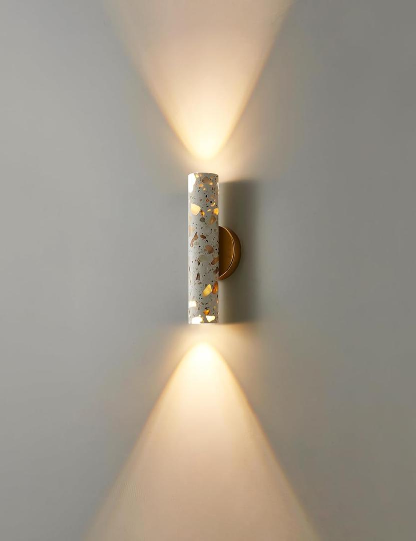 Nordic Style Stone Wabi-sabi Wall lamp, Natural Marble lampshade up and Down Light, Alabaster Wall Sconce,Indoor Wall lamp, Dining, Hallway, Study, Home Lighting Decoration (Terrazzo)