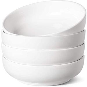 LE TAUCI Pasta Bowls 32 oz, Salad Bowls Set for Serving Soup, Pasta, Noodle, Dinner, Large Kitchen Bowl Plates, Microwave Safe - 7.8 Inch, Set of 2, White