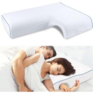 Arched Memory Cuddle Pillow for Adults with Arm Hole - 3D Arched Memory Foam Core, Slow Rebound Pillow for Back/Neck Pain Relief, with Pillowcase Left Arm