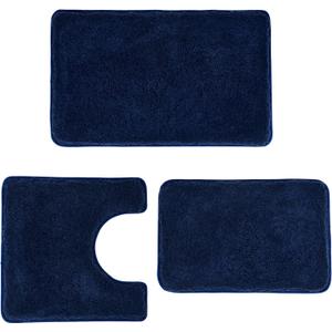 3 Pieces Luxury Bathroom Rug Set with U-Shaped Toilet Rug, Non-Slip Rubber Bottom, Thick Microfiber Fluffy Plush, Water absorption, Quick Dry, Ultra Soft, Bath Mats for Bathroom, Tub(Navy Blue) 3 Pieces Luxury Bathroom Rug Set with U-Shaped Toilet Rug, Non-Slip Rubber Bottom, Thick Microfiber Fluffy Plush, Water absorption, Quick Dry, Ultra Soft, Bath Mats for Bathroom, Tub(Navy Blue)
