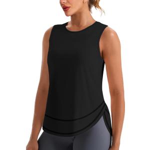 NIASHOT Workout Tank Tops for Women Lightweight Gym Clothes Quick Dry Moisture Wicking Activewear Running Yoga Tennis (Black, S)