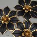 Metal Flowers Wall Decor Black and Gold Wall Art Decorations Hanging 3 Pc Rustic Modern Floral Sculpture Wall Accent Artwork Indoor Outdoor for Bathroom Kitchen Bedroom Living Room Patio Porch 10 Inch