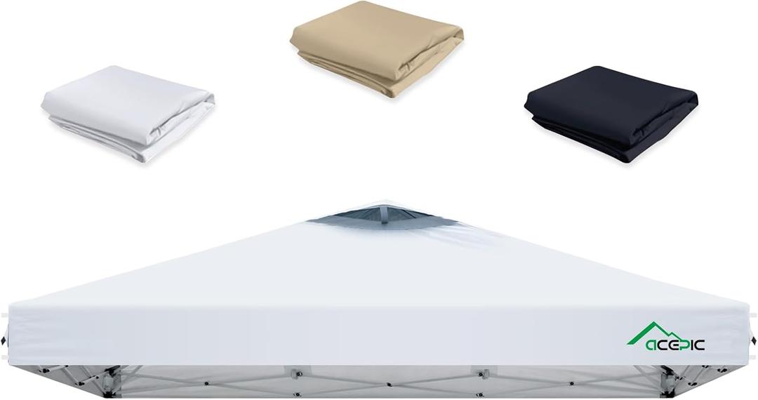 ACEPIC 10x10 Canopy Replacement Top Cover with Air Vent,UPF 50+ UV protection,300D Silver-coated Polyester PA Waterproof flame retardant for Outdoor Garden Patio Canopies(Top Cover Only, Light Grey)