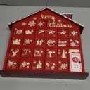 MEETYAMOR Christmas Advent Calendar, Wooden House 2025 Advent Calendar with 25 Large Drawers, 25 Days Until to Christmas Countdown for Home Indoor Living Room Table Mantel Decor, Red