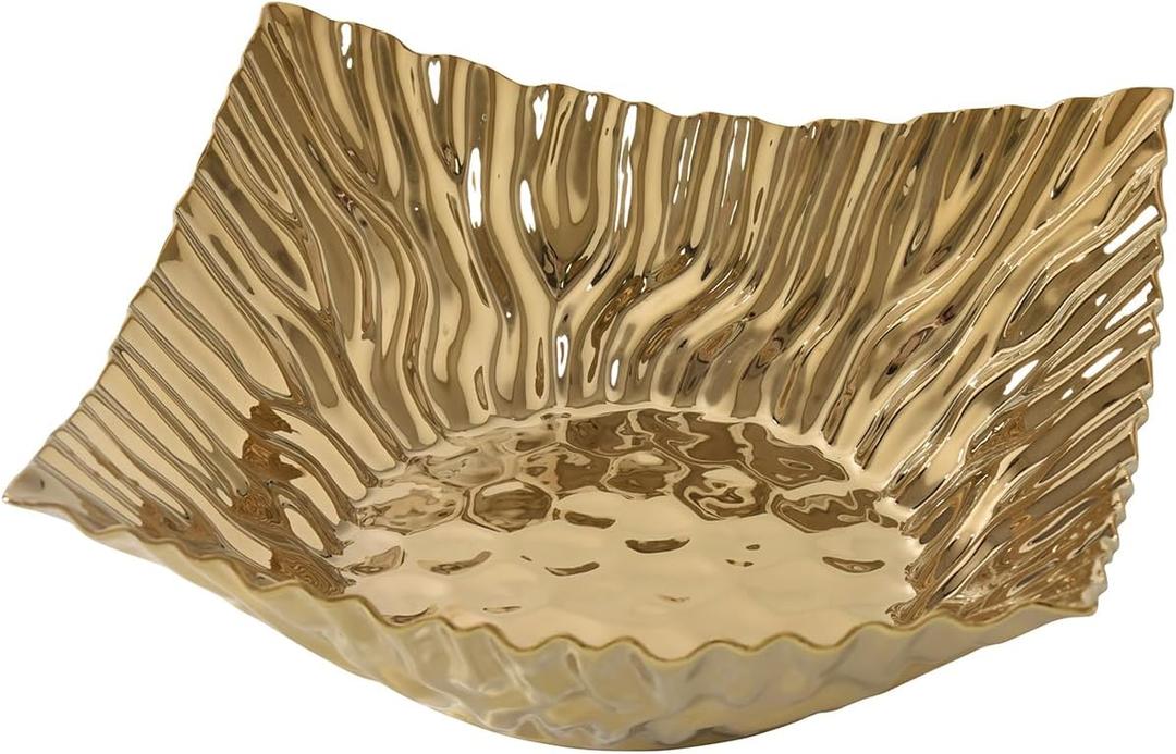 Pampa Bay MASCALI D'ORO, Square Centerpiece Gold, 14 × 14 × 4 in