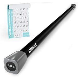 LIONSCOOL Foam Padded Strength Training Weight Bar, Solid Steel Workout Weighted Bar, 5-30lbs, for Body Sculpting, Exercise, Physical Therapy, Aerobics in Home and Gym 25LB