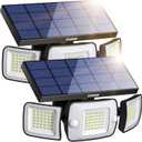 intelamp Solar Outdoor Lights,6000mAh Motion Sensor with Dual Sensors,Waterproof Solar Flood Lights 270Wide Angle for Outside with 3 Modes