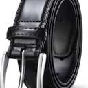 FIORETTO Men's Genuine Leather Belts, Double Stitched Dress Belts, Fashion & Classic Designs for Work Business and Casual (Fit Waist Size 39"-41", Black)