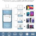 Flash Drive for iPhone 256GB, 4 in 1 USB Type C Memory Stick, Photo Stick External Storage Thumb Drive for iPhone iPad Android Computer, Sky Blue
