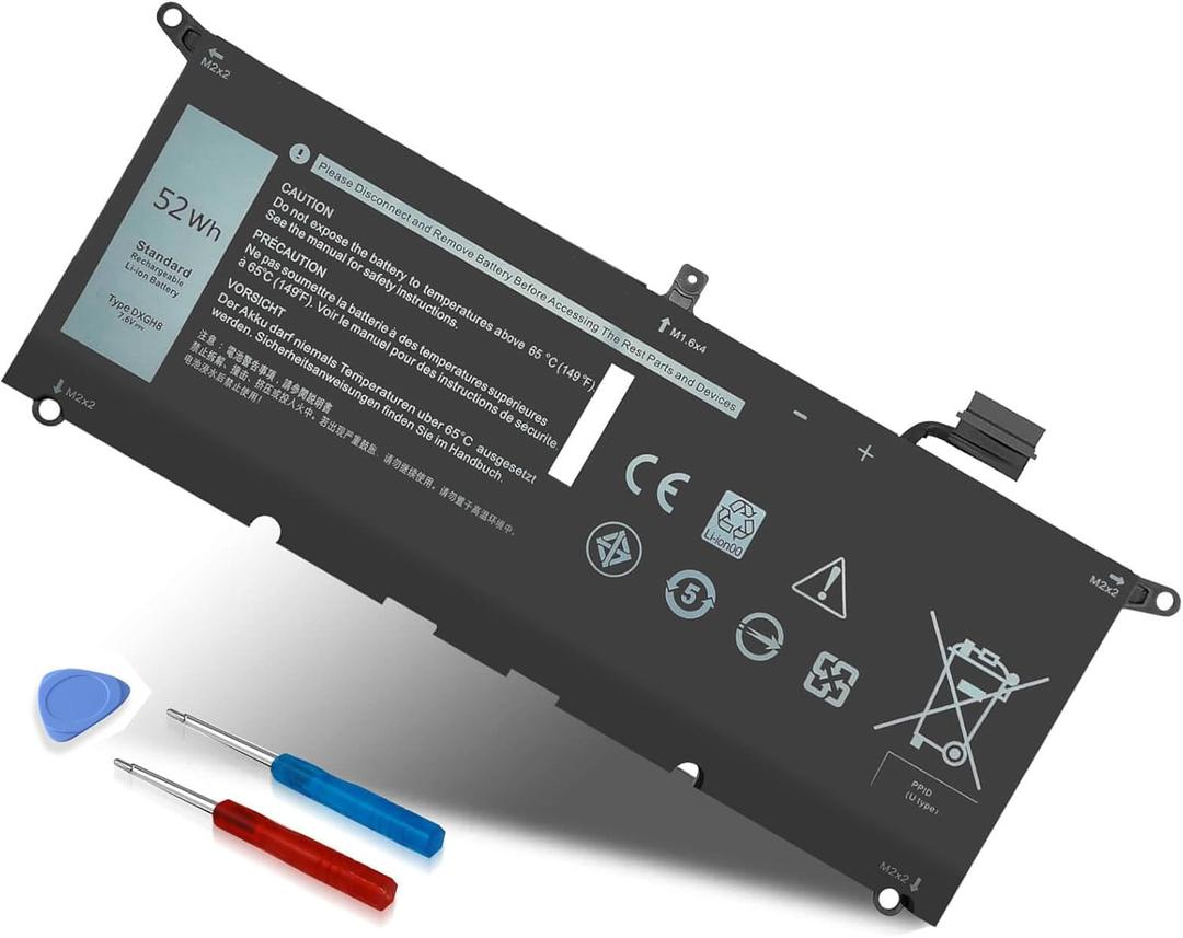 DXGH8 7.6V 52Wh Battery for Dell XPS 13 9370 9380 2019 Inspiron 13 7390 7391 2-in-1 5390 5391 7490 Latitude 3301 E3301 Vostro 5390 5391 Series 0H754V H754V G8VCF G8VCF6C HK6N5 P113G001 P82G P82G001