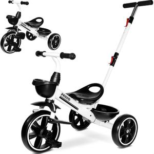 KRIDDO 2-in-1 Toddler Tricycle for Ages 18 Months to 5 Years Old - Extended Push Handle for Effortless Push, Gift Trike for Toddler 3 to 5 Year, Kids Tricycle with Foldable Front Footrest, White