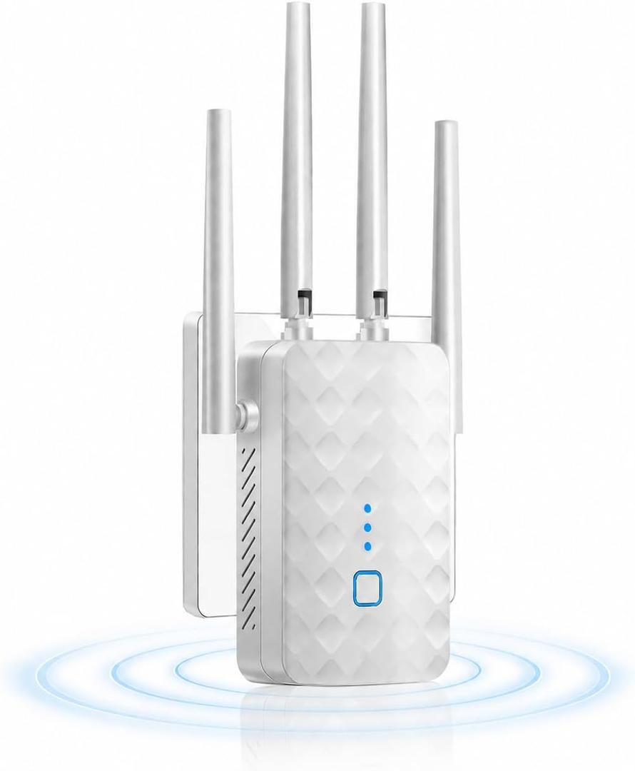 WiFi Extender Signal Booster for Home: Internet Repeater Range Covers Up to 9995 Sq.ft and 45+ Devices (White)