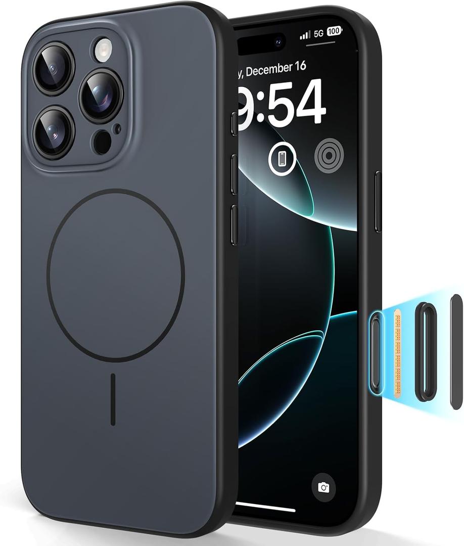 TAURI for iPhone 16 Pro Case, Upgrade Full Camera Protection, Camera Control, Compatible with Magsafe, Minimalist Slimmer Magnetic Phone Case for iPhone 16 Pro, Black