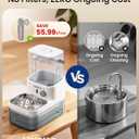 Wastewater Separation Cat Water Fountain No Filter, Stainless Steel Pet Water Fountain with Radar Sensing, Wireless Cat Fountains for Drinking, No Pump, Totally 5.7L, 30db Low Noise