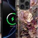DAIZAG Magnetic Case for iPhone 16 Pro Max,Romantic Floral Stained Glass Full-Body Design,Compatible with MagSafe Upgrade Hybrid Dual Protection Soft TPU Hard PC,Scratch proof Phone Case for Men Women