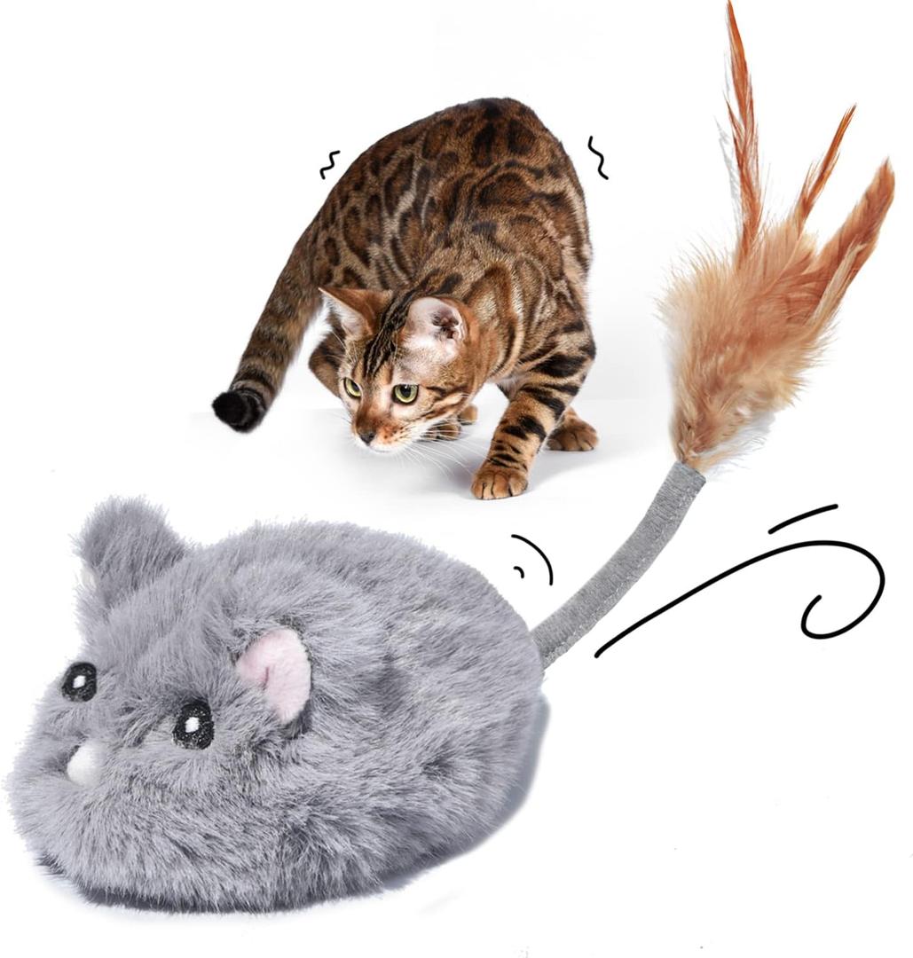 Automatic Cat Toy Cat Mouse Toy Moving Cat Toy with Furry Tail Boredom Busters Interactive Cat Toys for Indoor Cats Hunting Cat Mice Toys (Grey) Automatic Cat Toy Cat Mouse Toy Moving Cat Toy with Furry Tail Boredom Busters Interactive Cat Toys for Indoor Cats Hunting Cat Mice Toys (Grey)