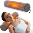 USB Heated Neck Pillow, Cervical Pillow for Neck Pain Relief, 3 Heating Settings, 60 Min Auto Off, 18"x 4" Memory Foam Neck Roll Pillow, Washable Cover, Grey Plaid