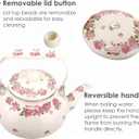 Tea Kettle Pot for Stove Top,Porcelain Large Enamel Teakettle,2.5L Colorful Teapot Floral Ceramic for Stovetop,Retro Classic Design (Pink flower-2.4L)