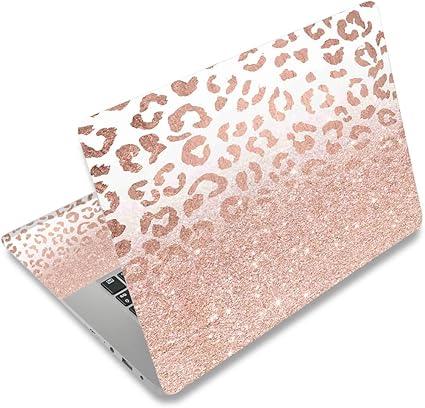 DINKY Laptop Skin Sticker Decal, 12" 13" 13.3" 14" 15" 15.4" 15.18 inch Laptop Universal Reusable Vinyl Skin Stickers Cover Art Decal Notebook PC Personalized Protector-Abstract Flora ( Rose Pink Leopard Print)