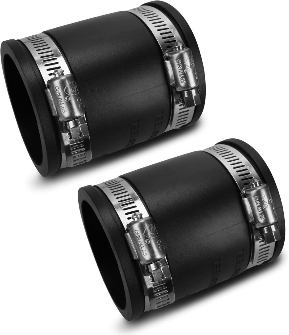 Flexible PVC Pipe Coupling with Rubber Hose Clamps for Flex Coupling 2 Inch Nominal Pipe Drain Repair,Dust Hose,Plumbing Connection,Cast Iron,Plastic Pipe UpgradePVC Condensate plumbing rubbercoupling