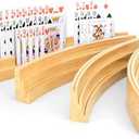 BOBOKA Playing Card Holders for Kids Adults Seniors, Set of 4 Curved Wood Cards Holders for Playing Cards, 3 Tiers, Hands Free Cards Holders for Family Card Game Night, Canasta, Bridge, Poker Parties