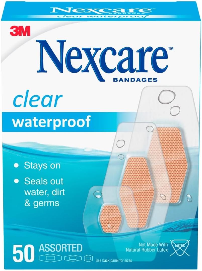Nexcare Waterproof Clear Bandages, Covers And Protects, Assorted Sizes, 3 Packs, 150 Count