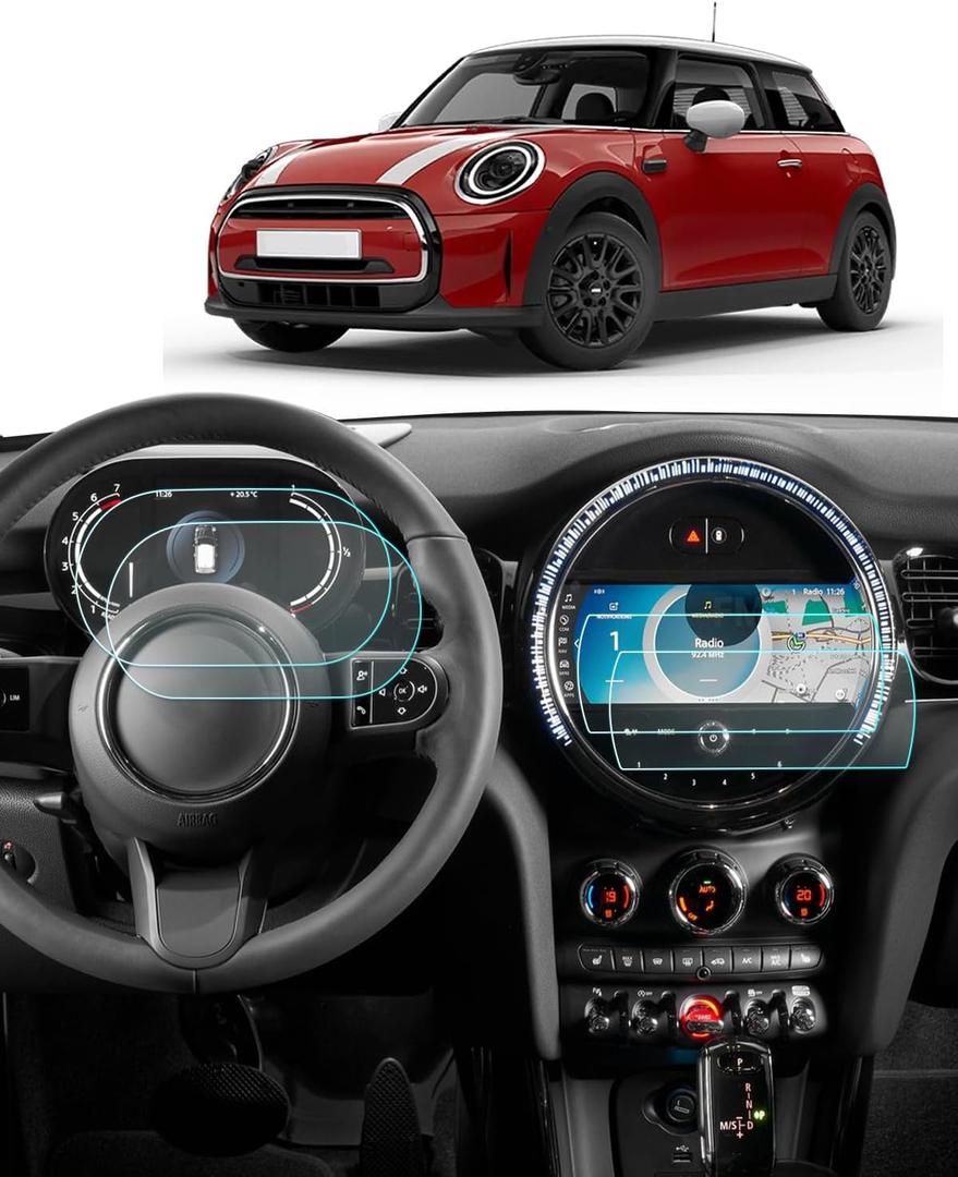 BIXUAN 4 Pack Screen Protector for 2022-2024 Mini Cooper F55 F56 F57/Mini Countryman/Mini Clubman/Electric Hardtop Accessories Navigation+Dashboard 8.8 Inch Touch Screen Nano Film Anti-Fingerprint