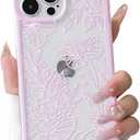 NITITOP Compatible with iPhone 13 Pro Max Case Clear Cute Line Rose Flower Floral Pattern for Women Girls Color Frame Slim Shockproof Protective Phone Cover - Pink