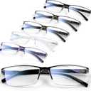 6 pack Executive Style Reading Glasses Men - Durable Readers with 99% Blue Light Blocking - Comfortable Fit with TR90 Frames (Color Mix 1), +1.5