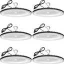 6 Pack 200W UFO Led High Bay Light,IP66 Waterproof,120VAC,30500LM 5000K Daylight Commercial Bay Lighting,850W MH/HPS with Plug Area Lighting for Warehouse/Shop/Workshop/Barn/Gym/Factory