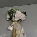 Wedding Bouquets Large for Bride Bridesmaid, White Champagne Artificial Roses Flowers for Wedding Church Decoration (9.5in)