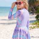 JiAmy Girls One Piece Swimsuits Rash Guard Swim Dress Purple 4-5Y