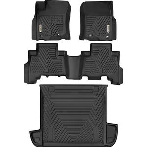 YITAMOTOR Floor Mats & Cargo Liner Set Fit for Toyota 4Runner 2024, Custom Fit TPE All-Weather Floor Liners 2013-2024 Toyota 4Runner 5 Passenger Model w/o Sliding Rear Tray, Black