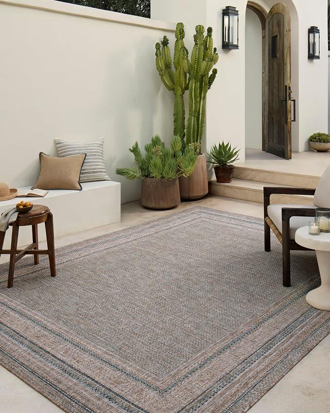 Loloi Amber Lewis Topanga Collection TOP-06 Natural/Mist 2'-3" x 3'-9" Indoor/Outdoor Area Rug