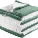 ESTINGO Heated Blanket Twin Size, 62"x84" Twin Size Electric Blanket with 5 Heating Levels & 10 Hours Auto Off, Fast Heating Blanket with ETL & FCC Certification for Bedroom Office Couch, Hunter Green