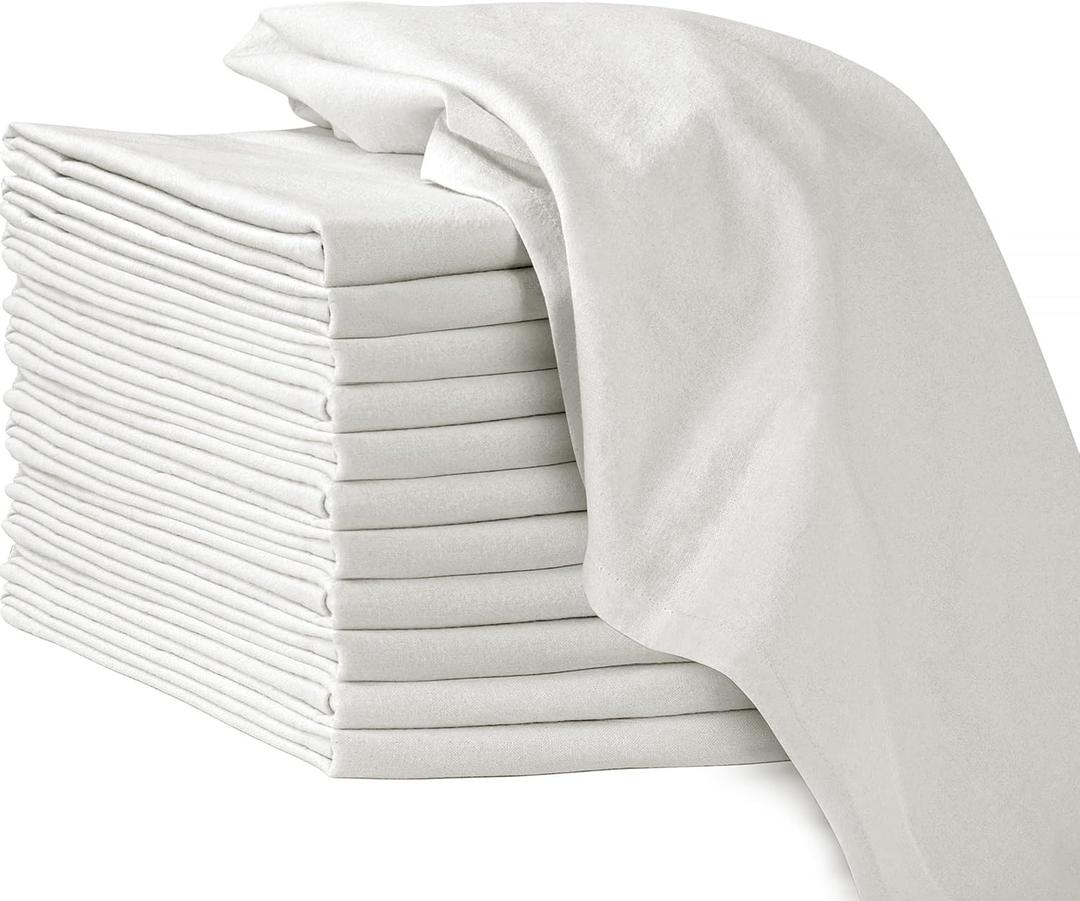 ROYALE LINENS Flour Sack Dish Towels - Kitchen Towel - Super Absorbent Flour Sack -100% Ring Spun Cotton -Tea Towels - for Embroidery, Cloth Diapers, Cheese Strainers (White - 28" X 28" Pack of 12) (28X28 Inch Pack of 12, White)