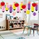 18Pcs Pencil Apple Hanging Honeycomb Balls Welcome Back to School Classroom Hanging Decorations for Teacher Appreciation Week First Day of School Party Decor