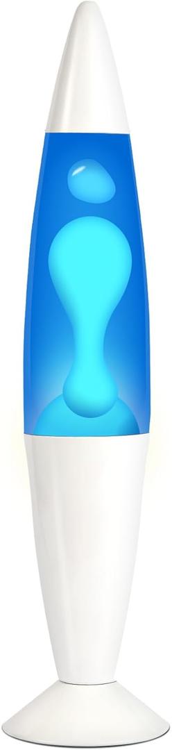 Beautiful 16Inch Liquid Night Light - Motion Lamp for Living Room, Office, Bedroom - Double Bulb Included (Silver Base, Blue Liquid/White Wax)