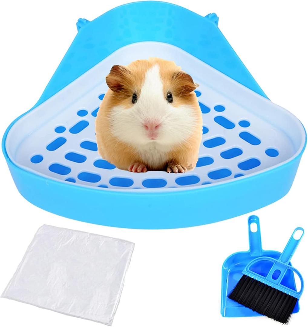 PINVNBY Guinea Pig Litter Box Triangle Potty Trainer Corner Chinchilla Litter Tray Hamster Plastic Corner Toilet Box for Bunny Ferret Small Animal