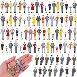 100 Pcs Mini People Figurines 1: 30 Scale Tiny People Model Miniature Sitting and Standing Little Plastic Figurines for Miniature Scenes