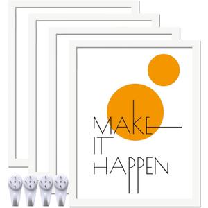 14x18 Picture Frame Set of 4, White 14 x 18 Frame High Transparent Wall Gallery Poster Canvas Photo Frames for 14 by 18 inches