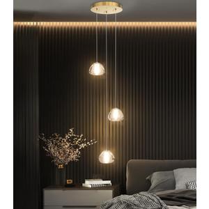 Modern Chandelier Crystal Pendant Light for Kitchen Island Dining Room Bedroom Hallway Gold (3-Lights Round)